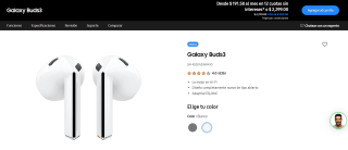 Audífono Galaxy Buds3 por $1,655 en Samsung Store