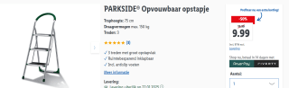 PARKSIDE Inklapbaar Huishoudtrapje Traphoogte: 75 cm voor €9,99 in de Lidl webshop