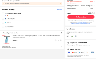 Móvil Oneplus 12 5G 16GB 512GB por solo 664,97€