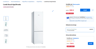 Bosch KGN39VWDA Frigorífico Combi por 399€