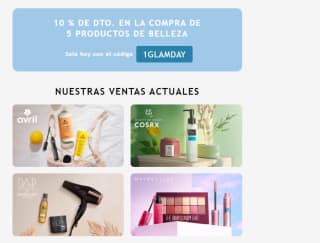 10% de descuento por la compra 5 productos en productos de belleza desde Showroomprive