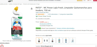 Pack x3 PATO - WC Power Lejía Fresh 750ml por 5.86€