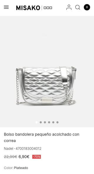 Bolso Bandolera pequeño acolchado con correa por 6,90€.