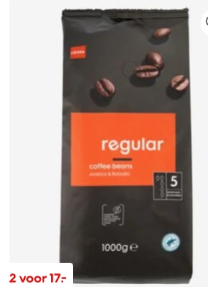 2 Kilo koffiebonen voor €17 bij de Hema