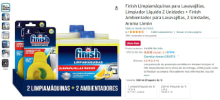 2 Finish Limpiamáquinas Lavavajillas + 2 Finish Ambientador Lavavajillas Aroma Limón por 5,90€