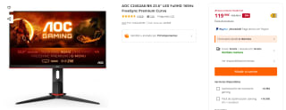 Monitor AOC C24G2AE/BK 23.6" LED FullHD 165Hz FreeSync Premium Curva por 119.99€
