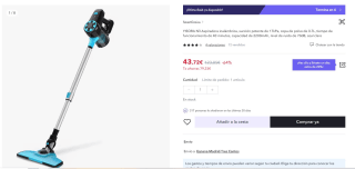 Aspiradora inalámbrica, succión potente de 17kPa YISORA N3 porf 43,72 (34,98€ cuenta nueva)