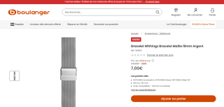 Bracelet WITHINGS Bracelet Maille 18mm Argent à 7€