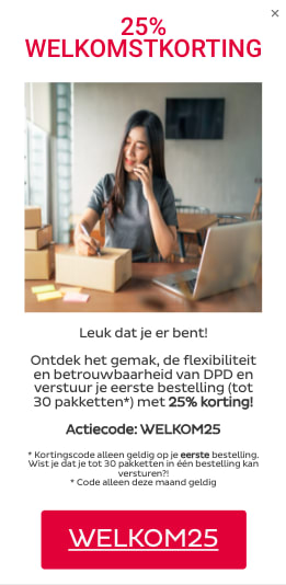 25% WELKOMSTKORTING bij eerste bestelling bij DPD