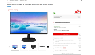 Monitor marca Philips, 243V7QDSB/24, 24", LED, por 62,32€