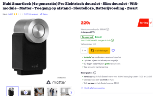 Nuki Smartlock Pro (4th gen) voor €229 bij Bol