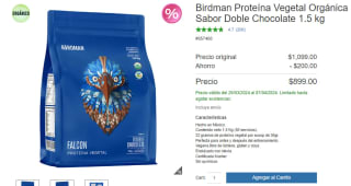 Birdman Proteína Vegetal Orgánica Doble Chocolate 1.5kg por $899 en Costco