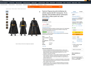 Pack 3 figuras de acción de Batman de edición especial del 85.º aniversario, 10 cm juguetes coleccionables del 85.º aniversario por solo 17,67€