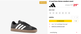 Adidas VL Court Base dames sneakers zwart of wit voor €29,99 bij Scapino