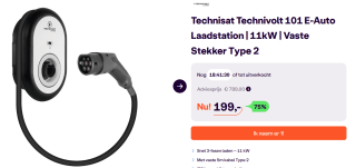 Technivolt 101 zwart Laadstation van 11 kW met vaste kabel, 5 meter voor €199 bij Ibood.