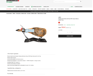 Jabu Paleta de bellota ibérica 50% raza ibérica pieza 5/5.5kg por 99€