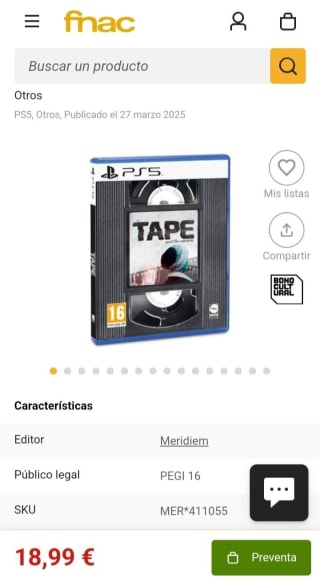 Tape: Unveil the memories PS5 por 18,99€ ( socios)