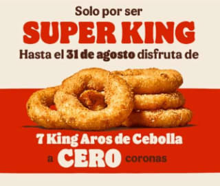 Burger King 7 aros de cebolla Gratis si eres Super King