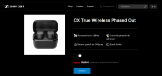 Écouteurs intra-auriculaire Sennheiser CX True Wireless à 28,95€