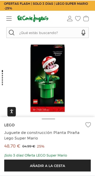 Juguete de construcción Planta Piraña Lego Super Mario por 48,70€.