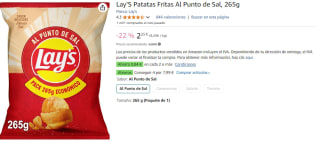 4 Bolsas de Patatas fritas al punto de sal Lay's bolsa 265 g por 5.84€
