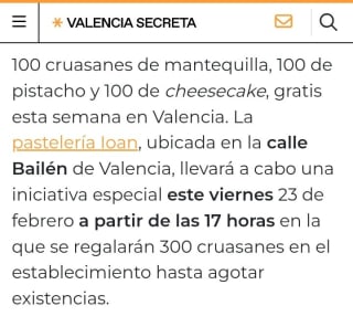 Una pastelería de Valencia regalará 300 cruasanes este viernes.