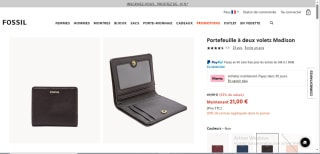 Portefeuille en cuir à deux volets Fossil Madison à 21€