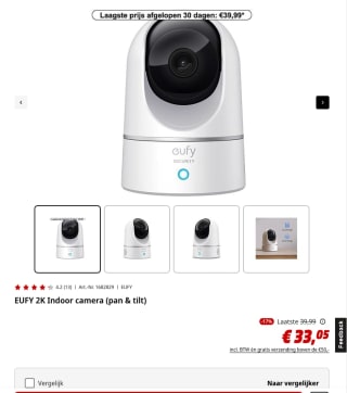 Eufy by Anker 2K Indoor Camera voor 33,05 euro