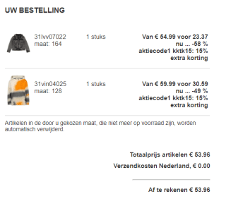 15% extra korting korting op de Pre-spring collectie van Z8, VINGINO en meer in de sale bij Kinderkleding-tekoop