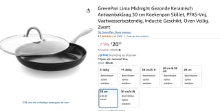 GreenPan Lima Midnight Braadpan met antiaanbaklaag voor €20,33 bij Amazon