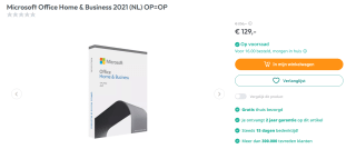 Microsoft Office 2021 Home & Business voor €129 bij Art & Craft