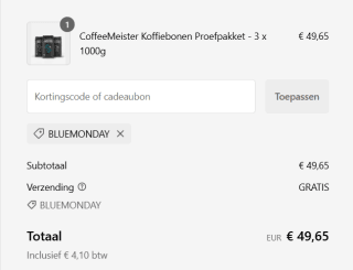 Gratis verzending op je bestelling bij CoffeemMeister