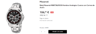 Reloj Maserati R8873621009 para Hombre Analogico de Cuarzo con Correa de Acero por 106.95€