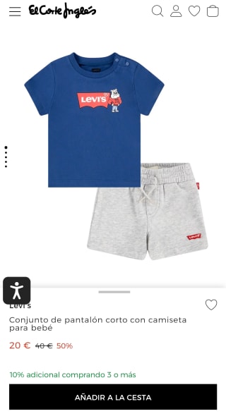 Levi's Conjunto de pantalón corto con camiseta para bebé por 20€