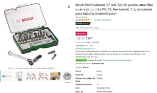Set de puntas atornillar y carraca marca Bosch Professionnal 27 uds. por 14,90€