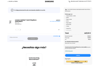 Lavadora Samsung WW90T554DTT por 669€