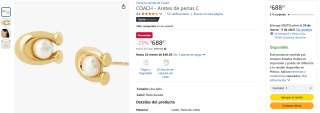 COACH Aretes de Perlas C por $688 | Descuento Amazon