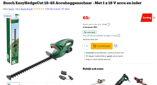 Bosch EasyHedgeCut 18-45 heggenschaar voor €65 bij Bol