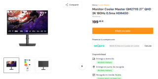 Monitor Cooler Master GM2711S 27" QHD 2K 180Hz 0.5ms por 199,95€