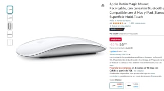 Apple Magic Mouse, Ratón inalámbrico y recargable por 55€