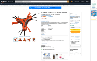 Black+Decker juego 9 llaves hexagonales con mango triangular por 5,95€