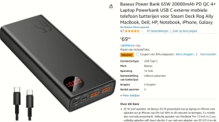 Baseus Power Bank 65W 20.000mAh PD QC 4+voor €48,99 bij Amazon