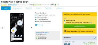 Google Pixel 7 128GB voor €559 bij Belsimpel