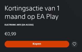1 maand EA Play voor €0,99 in de Playstation Store