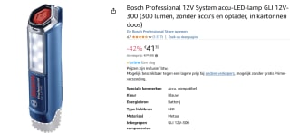 Bosch Accu lamp GLI 12V-300 Zonder accu/lader voor €41,39 bij Amazon