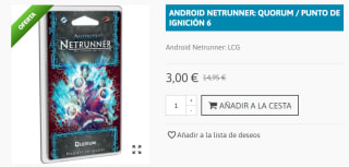 Android Netrunner: LCG - Quorum / Punto de Ignicion 6 por 3€