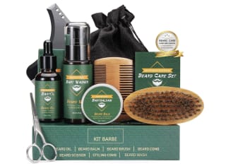 Kit Cuidado Completo para Barba de Hombres con Champú Aceite Bálsamo Cepillo Peine Tijeras Bolsa de Viaje por solo 13,59€