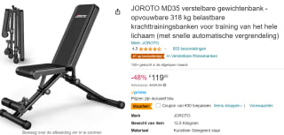 Halterbank tot 318 kilo voor €89,99 bij Amazon.nl