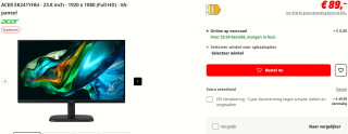 ACER EK241YHbi - 23.8 inch - 1920 x 1080 (Full HD) - VA-paneel voor €89 bij de Mediamarkt