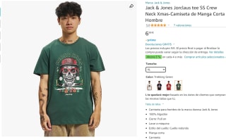 Camiseta de Manga Corta Hombre Jack & Jones Jorclaus tee SS Crew Neck Xmas por 6,99€